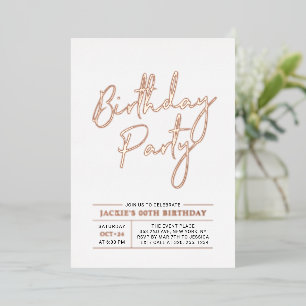 Invitation En Aluminium Fête d'anniversaire adulte moderne écriture pincea