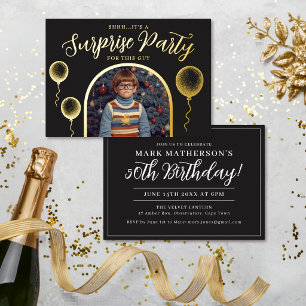 Invitation En Aluminium Fête d'anniversaire adulte surprise avec photo vin