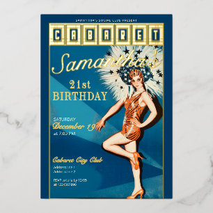 Invitation En Aluminium Fête d'anniversaire cabaret Flapper de l'ère du Ja