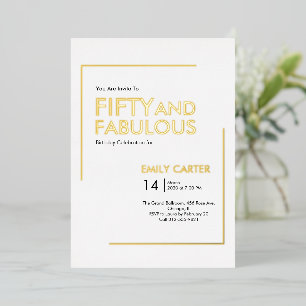 Invitation En Aluminium Fête d'anniversaire cinquante ans Fifty and Fabulo
