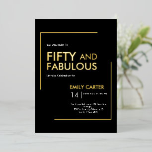 Invitation En Aluminium Fête d'anniversaire cinquante ans Fifty and Fabulo
