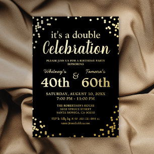 Invitation En Aluminium Fête d'anniversaire commune adulte   Or véritable 