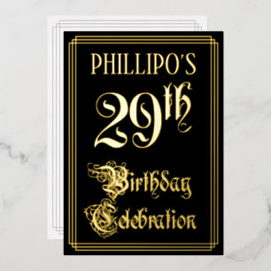 Invitation En Aluminium Fête d'anniversaire de 29 ans — Écriture élégante