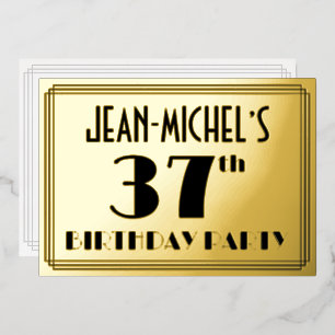 Invitation En Aluminium Fête d'anniversaire de 37 ans — Décoration Art Déc