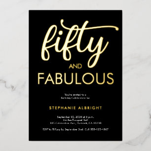 Invitation En Aluminium Fête d'anniversaire de 50 ans Fifty and Fabulous a