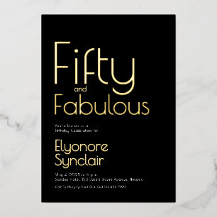 Invitation En Aluminium Fête d'anniversaire de 50 ans Fifty and Fabulous a