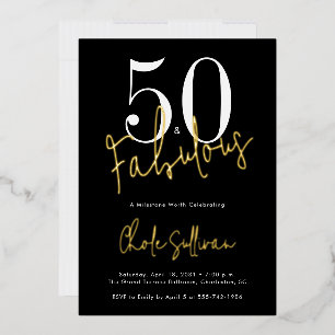 Invitation En Aluminium Fête d'anniversaire de 50 ans Fifty and Fabulous a