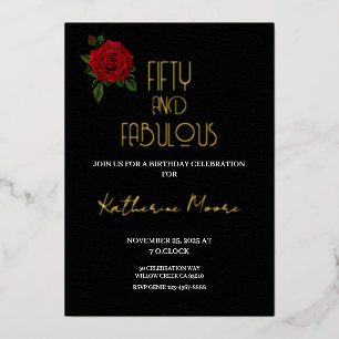 Invitation En Aluminium Fête d'anniversaire de 50 ans Fifty and Fabulous e