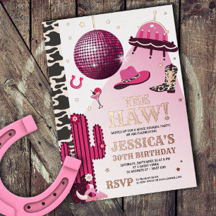 Invitation En Aluminium Fête d'anniversaire de Cowgirl de l'espace