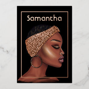 Invitation En Aluminium Fête d'anniversaire de femme noire Rose Gold