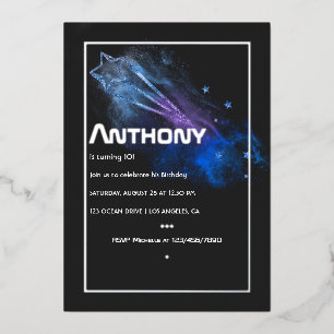 Invitation En Aluminium Fête d'anniversaire de Galaxy