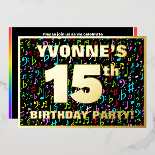 Invitation En Aluminium Fête d'anniversaire des 15 ans — Symboles musicaux