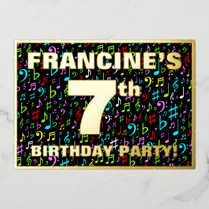 Invitation En Aluminium Fête d'anniversaire des 7 ans — Symboles musicaux 