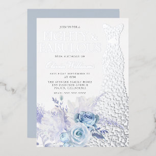 Invitation En Aluminium Fête d'anniversaire des 80 ans de Blue Roses Argen