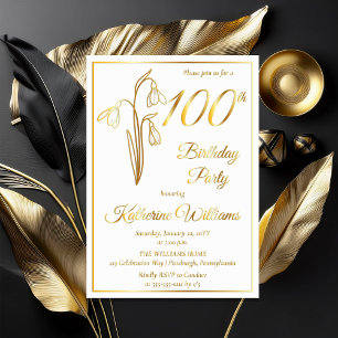 Invitation En Aluminium Fête d'anniversaire des élégantes perce-neige 100