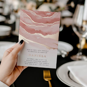 Invitation En Aluminium Fête d'anniversaire en marbre rose Luxe ou toute a