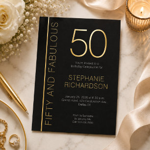 Invitation En Aluminium Fête d'anniversaire Fifty and Fabulous 50 ans avec