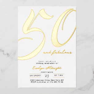 Invitation En Aluminium Fête d'anniversaire minimale Fifty and Fabulous 50