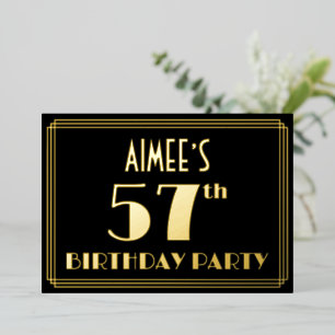 Invitation En Aluminium Fête d'anniversaire pour 57 ans : Thème Art déco “