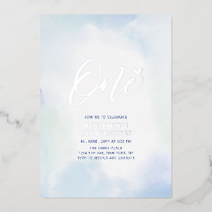 Invitation En Aluminium Fête d'anniversaire pour garçon Silver & Blue Hear
