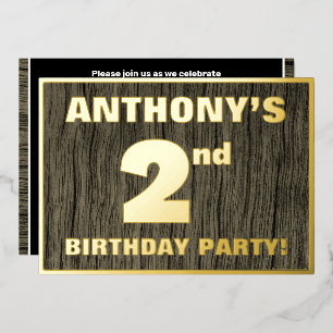 Invitation En Aluminium Fête d'anniversaire pour les 2 ans : Motif grain d