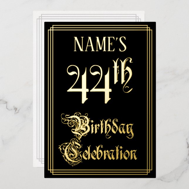 Invitation En Aluminium Fête d'anniversaire pour les 44 ans — Écriture élé (Recto/Verso)