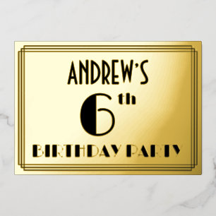 Invitation En Aluminium Fête d'anniversaire pour les 6 ans — Décor Art déc