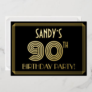 Invitation En Aluminium Fête d'anniversaire pour les 90 ans — Style Art dé