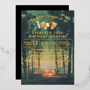 Invitation En Aluminium Fête d'anniversaire pour un feu de camp avec des S