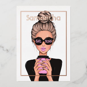 Invitation En Aluminium Fête d'anniversaire Rose Gold et Rose