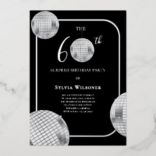 Invitation En Aluminium Fête d'anniversaire surprise disco pour 60 ans