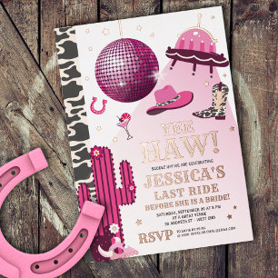 Invitation En Aluminium Fête de Bachelorette de Cowgirl de l'Espace
