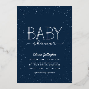 Invitation En Aluminium Fête de bébé étoile scintillante scintillante bleu