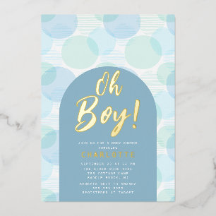 Invitation En Aluminium Fête de bébé garçon pois Oh Boy