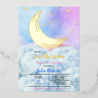 Invitation En Aluminium Fête de bébé Over The Moon