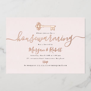 Invitation En Aluminium Fête de Chauffage Maison Rose Rouge Clair