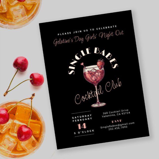 Invitation En Aluminium Fête de cocktail de la Saint-Valentin pour célibat (Créateur téléchargé)