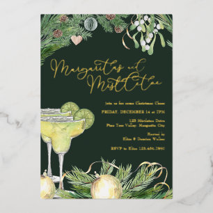 Invitation En Aluminium Fête de cocktail Margaritas et Gui Or
