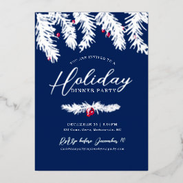 Invitation En Aluminium Fête de fêtes argent bleu rouge Noël