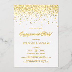 Invitation En Aluminium Fête de fiançailles élégante avec confettis en rel
