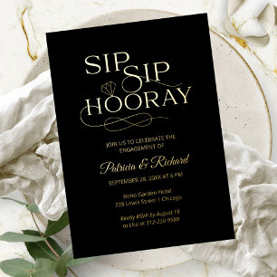 Invitation En Aluminium Fête de fiançailles Sip Sip Hourra