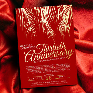 Invitation En Aluminium fête de glamour 30e anniversaire or paumes violett