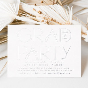 Invitation En Aluminium Fête de graduation de la typographie argentée mode