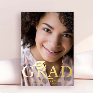Invitation En Aluminium Fête de graduation photo moderne élégante