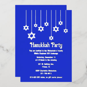 Invitation En Aluminium Fête de Hanukkah Étoiles de David