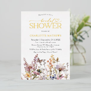 Invitation En Aluminium Fête de mariage aquarelle de fleurs sauvages et ty