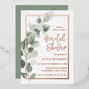 Invitation En Aluminium Fête de mariage avec bordure de feuilles vertes et