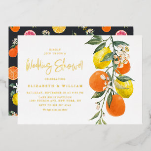 Invitation En Aluminium Fête de mariage Botanical Oranges et Citrons