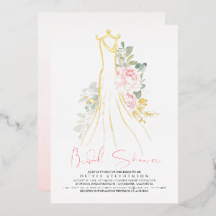 Invitation En Aluminium Fête de mariage élégante Fleurs roses Feuillage do