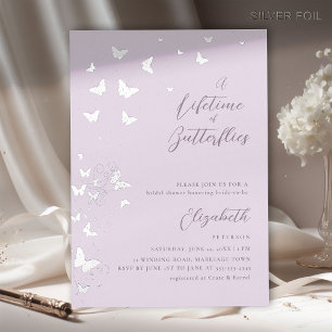 Invitation En Aluminium Fête de mariage papillons à vie lilas argenté
